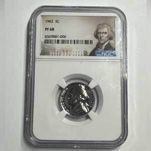 1962 Jefferson Nickel Proof 5C NGC PF68